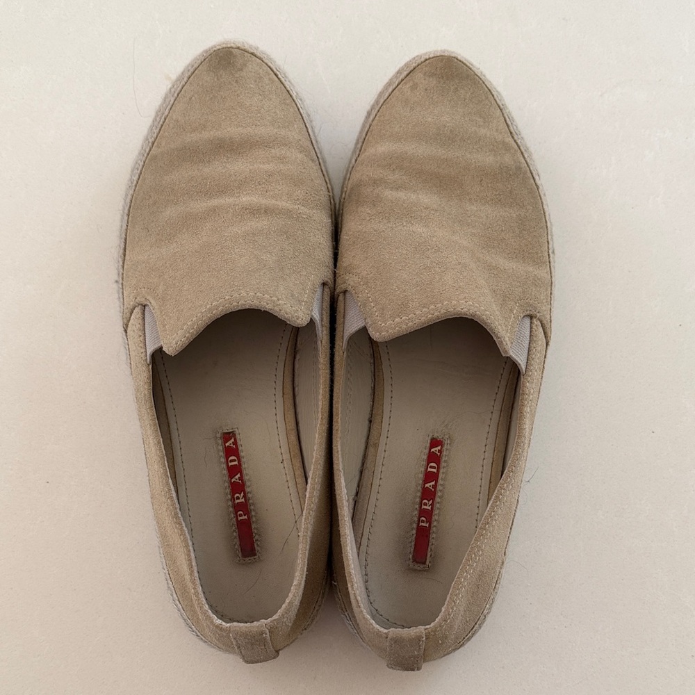 Prada Women's Beige Suede Loafers